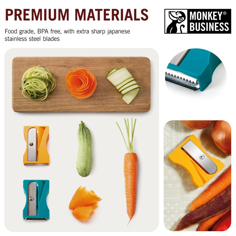 Monkey Business Julienne Peeler and Blade, Green and Turquoise - Image 5